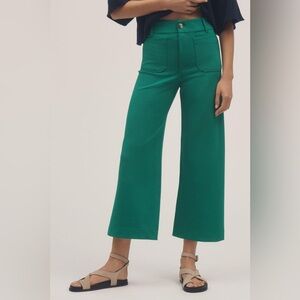 Anthropologie Green Wide-Leg Culotte Pants